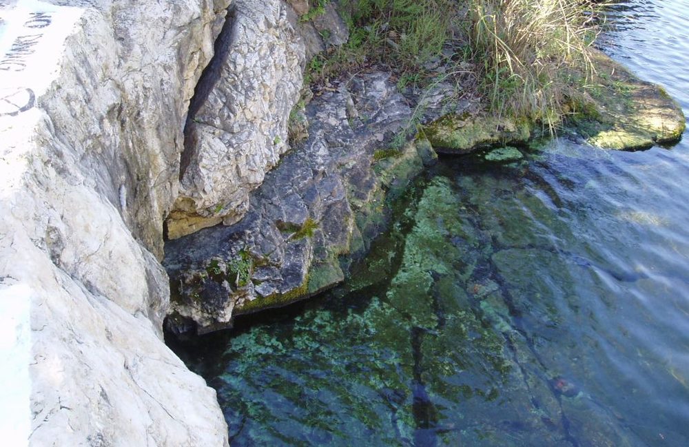 The clear, spring-fed water of Barton Springs in Austin